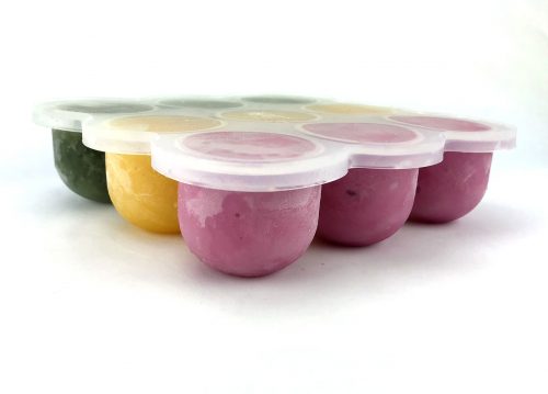 KeaBabies Prep Silicone Baby Food Freezer Tray with Clip-On Lid, 2oz x 10 Silicone Freezer Molds, BPA-Free Baby Food Storage - Chai Latte