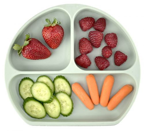 silicone baby food toddler divided plate with suction based and lid