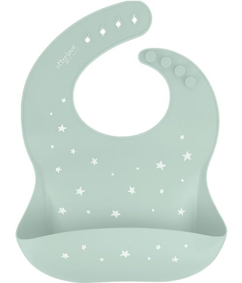 Silicone Bib - Single - Sage - Stars - Print