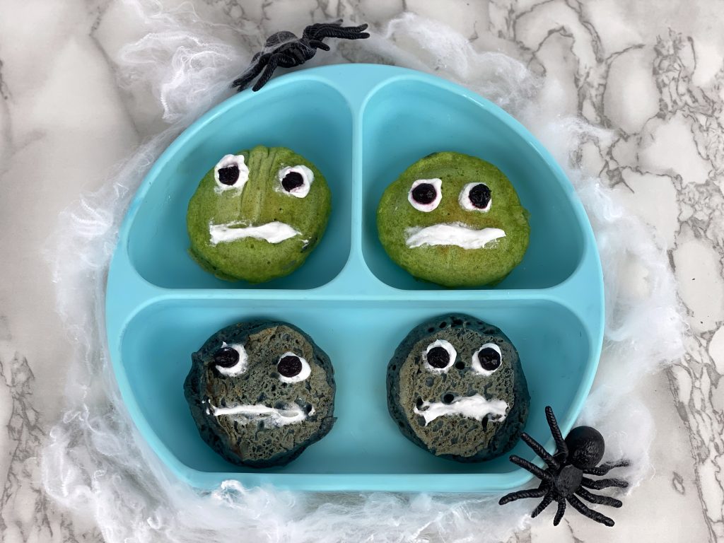 healthy toddler halloween breakfast ideas - monster pancakes