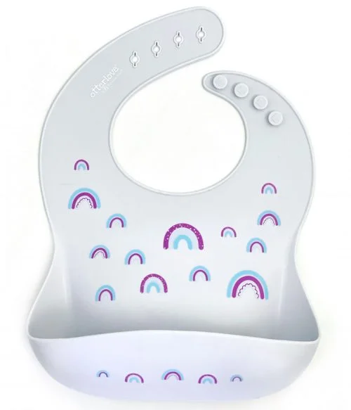 Silicone Bib - Single - Cool Rainbows - Print -