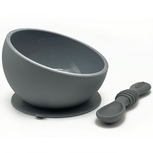 ergonomic silicone baby feeding bowl with suction base