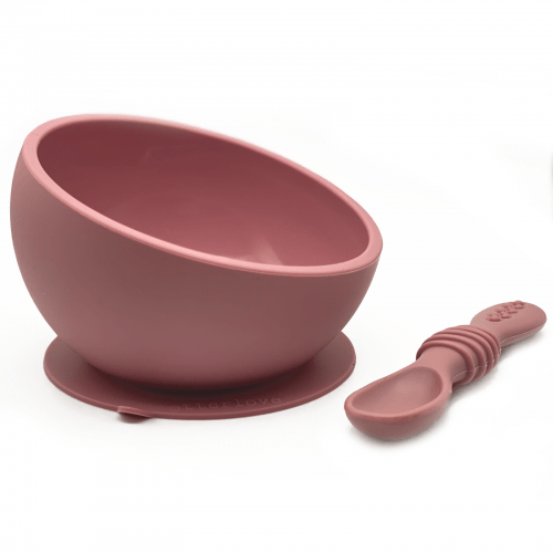ergonomic silicone baby feeding bowl with suction base - Woodchuck