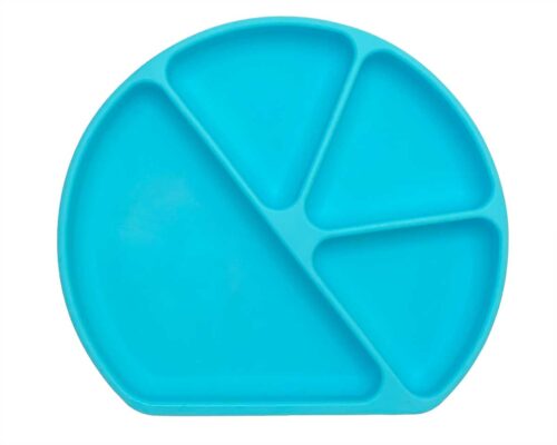 4 section divided silicone suction plate - blue