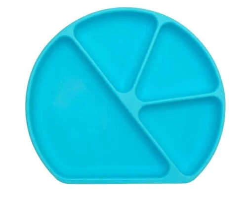 4 section divided silicone suction plate - blue